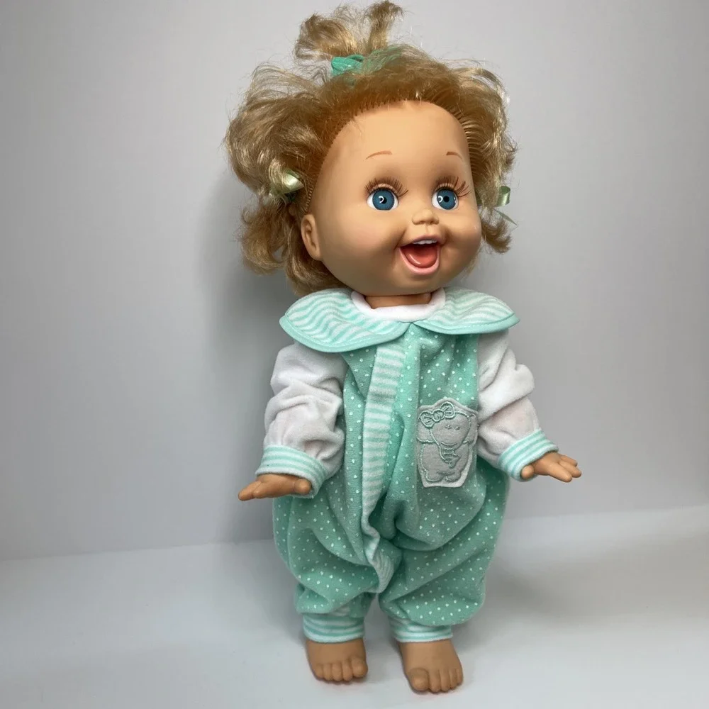 Vintage 1990 Galoob Baby Face So Playful Penny #10 Blue Eyes Mint Romper